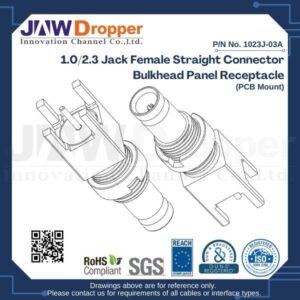 1.0/2.3 Jack Female Straight Connector Bulkhead Panel Receptacle (PCB Mount)