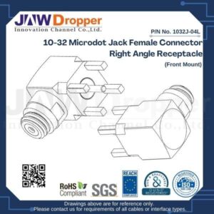10-32 Microdot Jack Female Connector Right Angle Receptacle (Front Mount)
