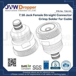7/16 Jack Female Straight Connector Crimp/Solder for Cable