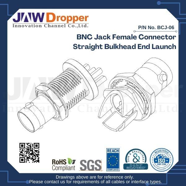 BNC Jack Female Connector Straight Bulkhead End Launch