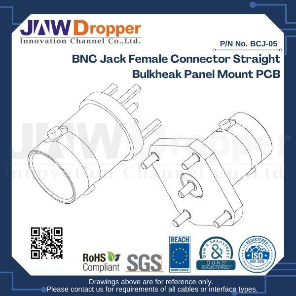 BNC Jack Female Connector Straight Bulkhead Panel Mount PCB