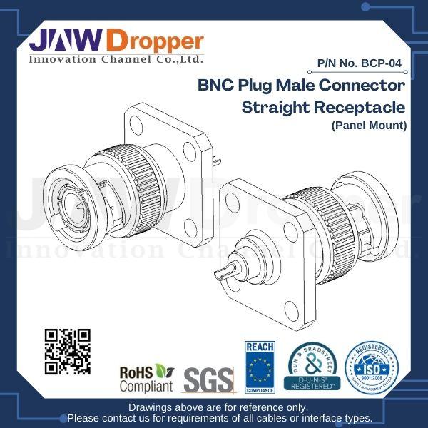 BNC Plug Male Connector Straight Receptacle(Panel Mount)