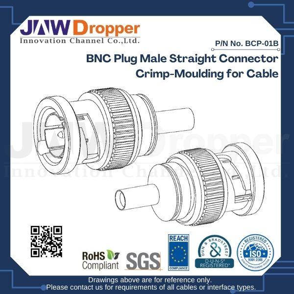 BNC Plug Male Straight Connector Crimp-Moulding for Cable