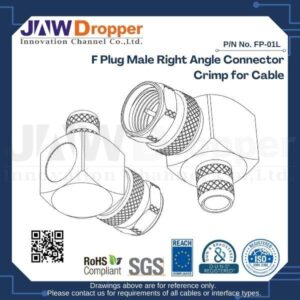 F Plug Male Right Angle Connector Crimp for Cable