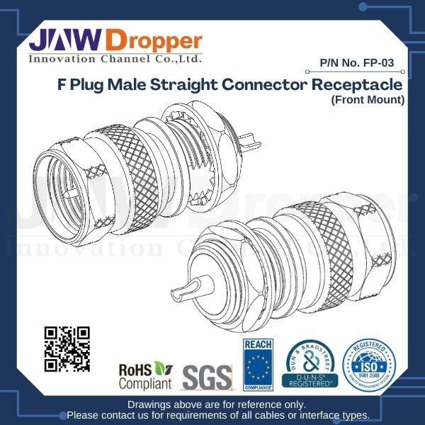 F Plug Male Straight Connector Receptacle (Front Mount)