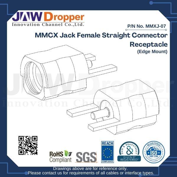 MMCX Jack Female Straight Connector Receptacle (Edge Mount)