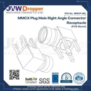 MMCX Plug Male Right Angle Connector Receptacle (PCB Mount)
