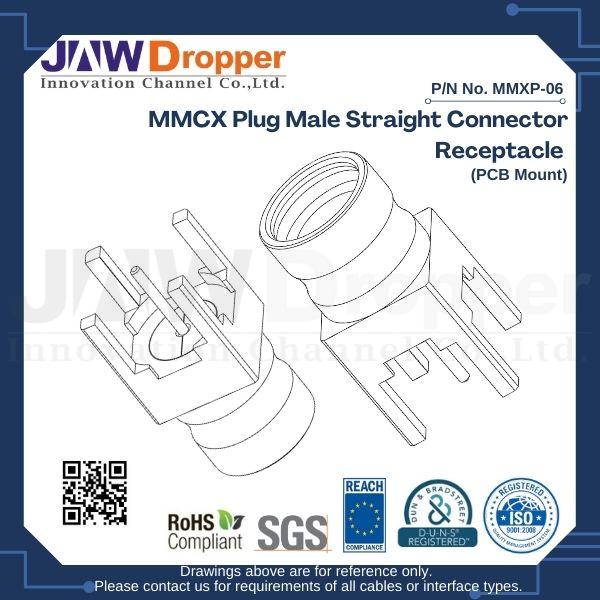 MMCX Plug Male Straight Connector Receptacle (PCB Mount)