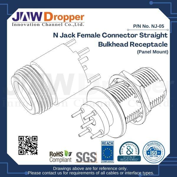 N Jack Female Connector Straight Bulkhead Receptacle ( Panel Mount)