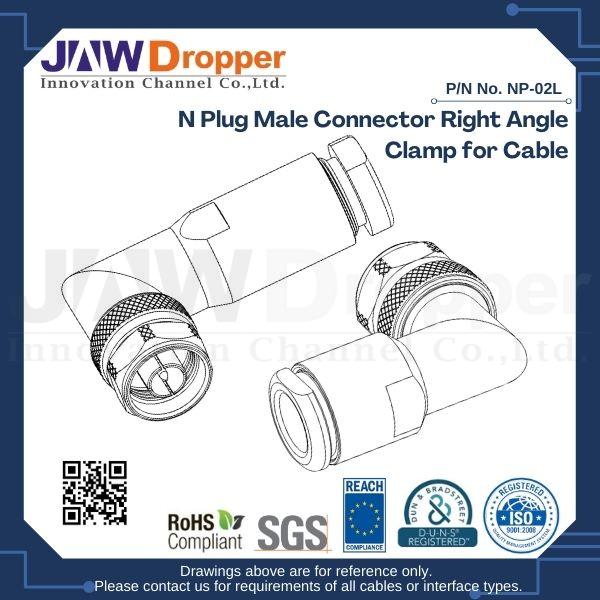 N Plug Male Connector Right Angle Clamp for Cable
