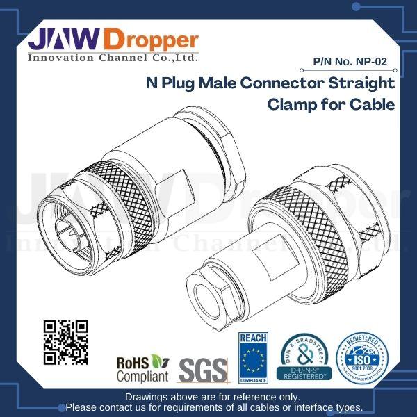 N Plug Male Connector Straight Clamp for Cable
