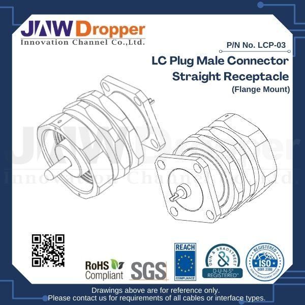 LC Plug Male Connector Straight Receptacle (Flange Mount)