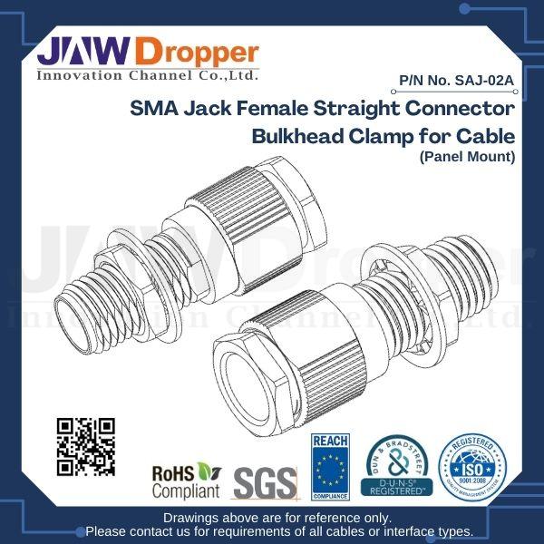 SMA Jack Female Straight Connector Bulkhead Clamp for Cable (Panel Mount)