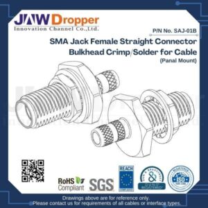 SMA Jack Female Straight Connector Bulkhead Crimp/Solder for Cable (Panel Mount)