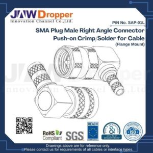 SMA Plug Male Right Angle Connector Push-on Crimp/Solder for Cable