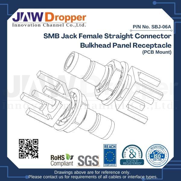 SMB Jack Female Straight Connector Bulkhead Panel Receptacle (PCB Mount)