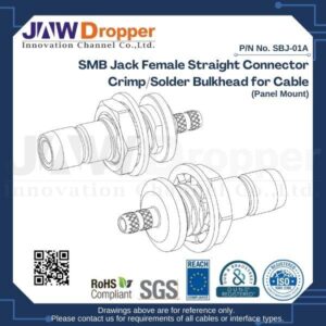 SMB Jack Female Straight Connector Crimp/Solder Bulkhead for Cable (Panel Mount)