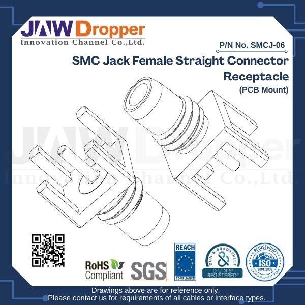 SMC Jack Female Straight Connector Bulkhead Receptacle (PCB Mount)