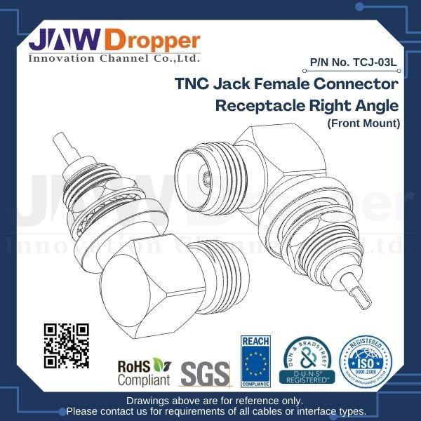 TNC Jack Female Connector Receptacle Right Angle (Front Mount)