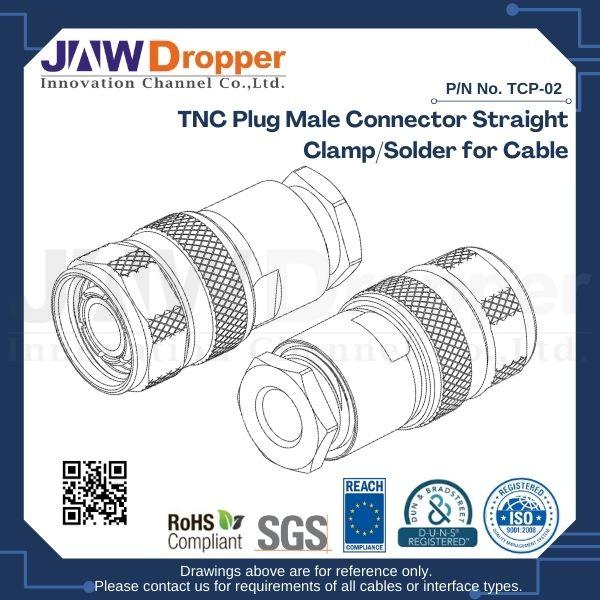 TNC Plug Male Connector Straight Clamp/Solder for Cable