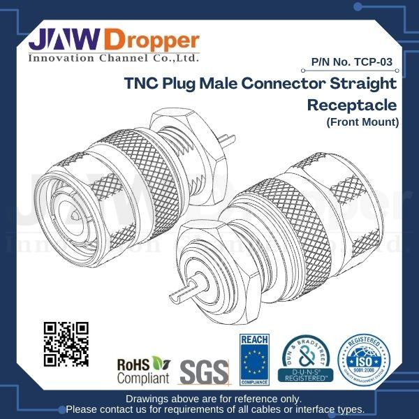 TNC Plug Male Connector Straight Receptacle(Front Mount)