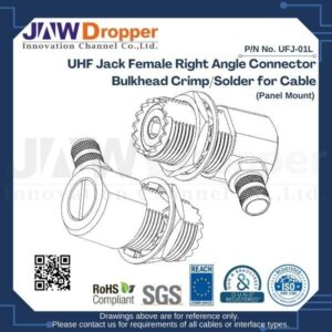 UHF Jack Female Right Angle Connector Bulkhead Crimp/Solder for Cable (Panel Mount)