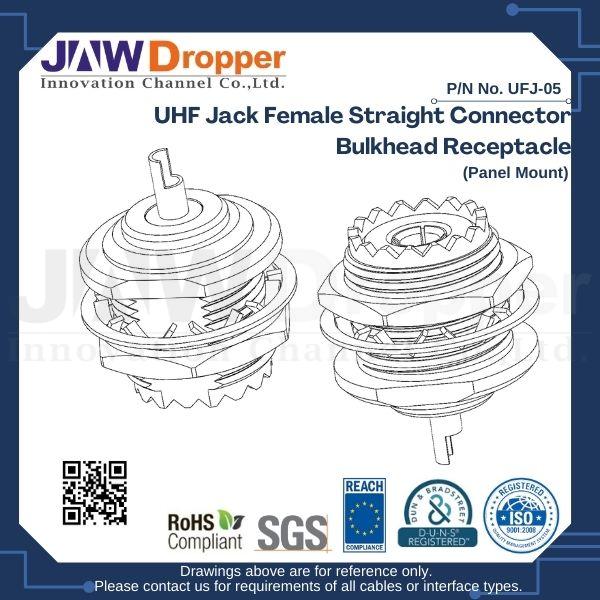 UHF Jack Female Straight Connector Bulkhead Receptacle (Panel Mount)